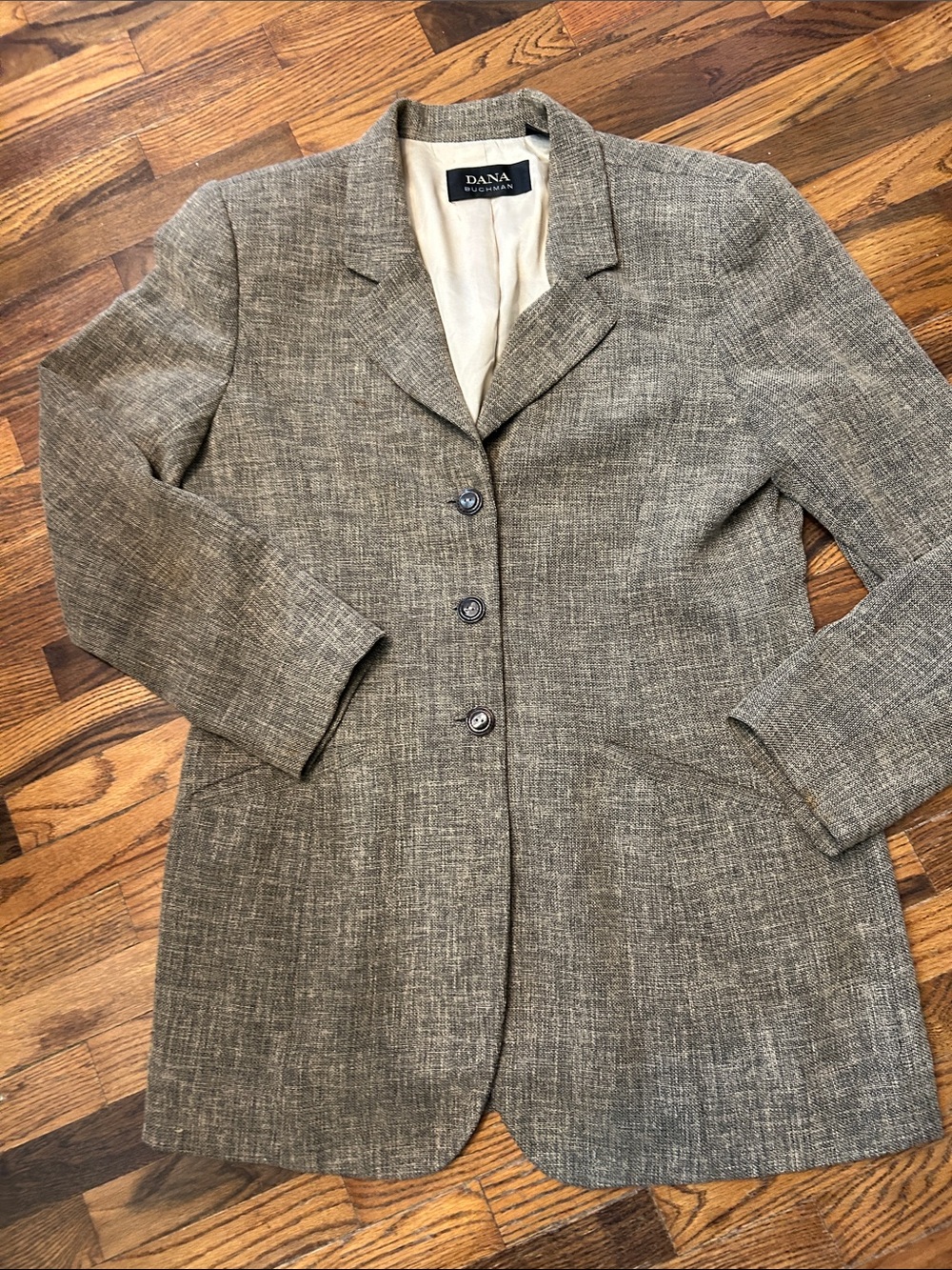 Dana Buchman Gray Tweed Longline Tailored Blazer Size 16